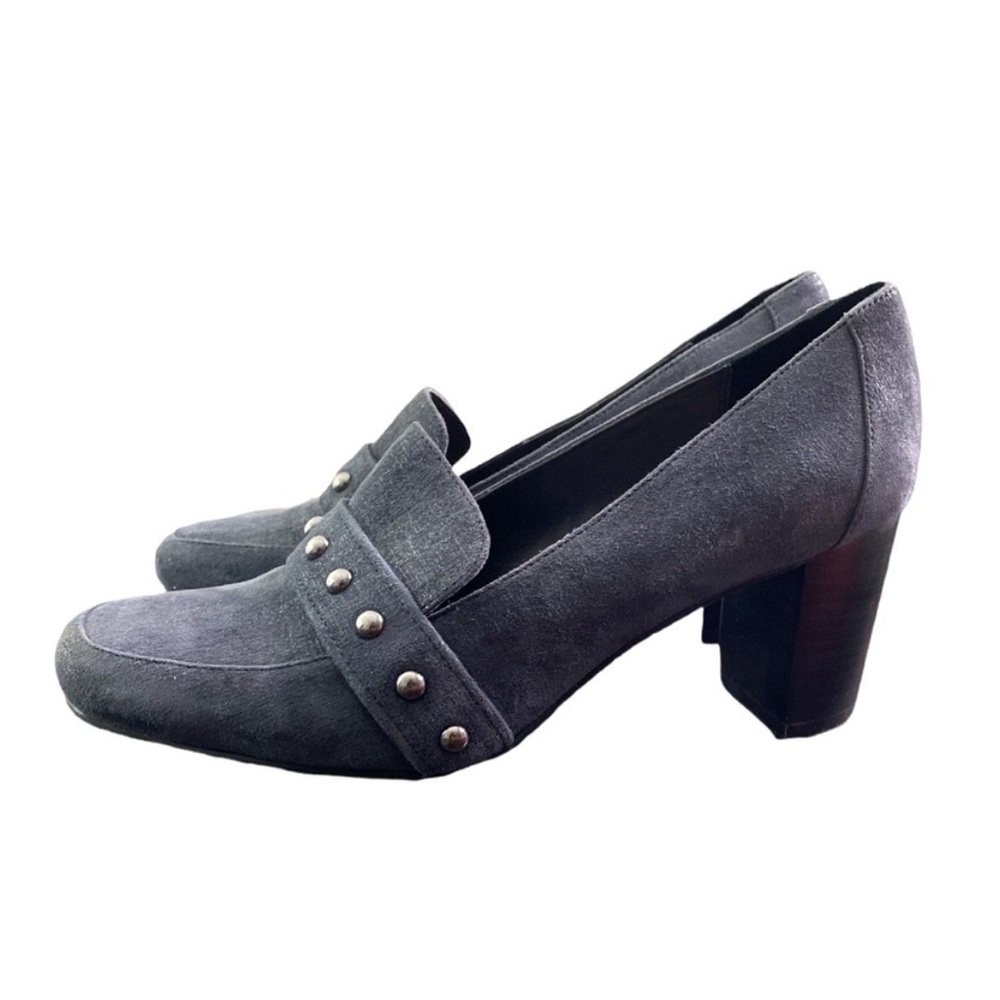 🩶 Donald J Pliner Peggi Studded Metallic Suede Pump 8.5M - Picture 2 of 6